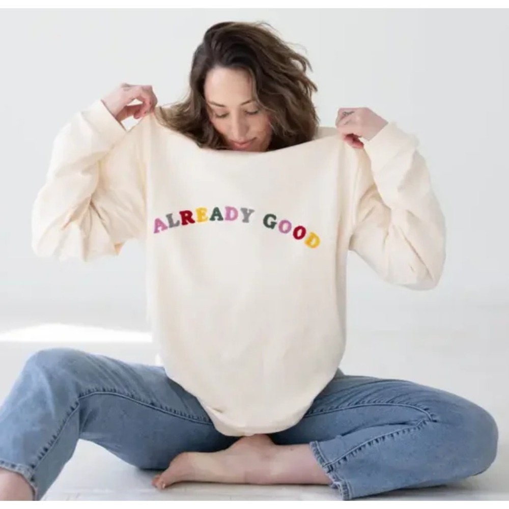 Women's Cream Pullover Already Good 3X Polished Prints Organic Cotton